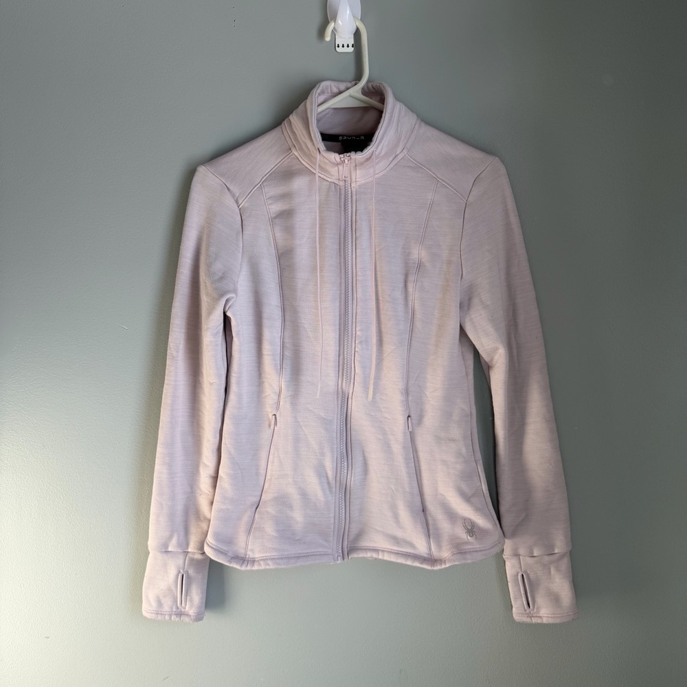 Spyder Active Women’s Medium Full Zip Jacket Lavender Thumbholes Athletic